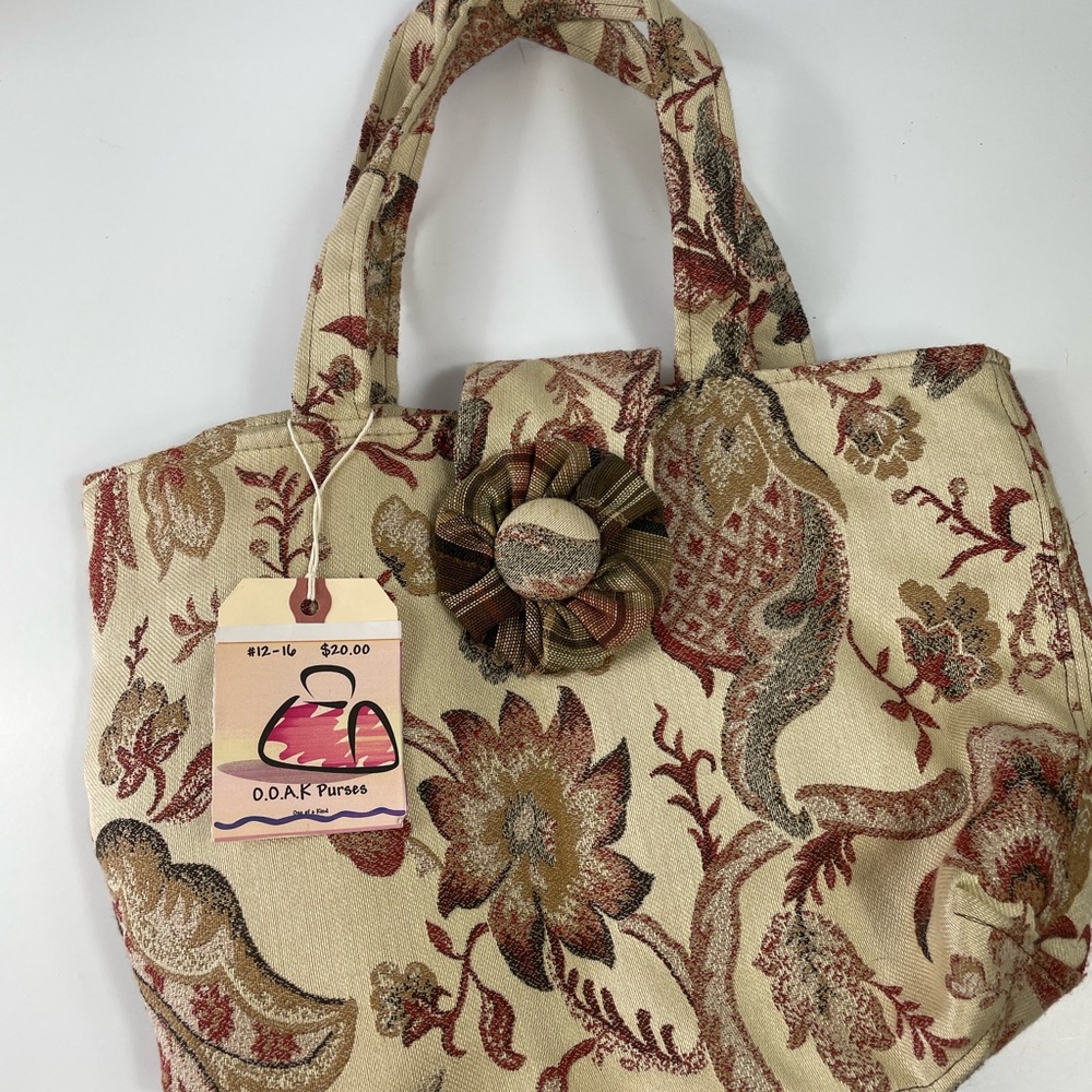 D.D.A.K Floral Beige/Brown Tote/Purse‎ Bag- NWT